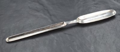 A late 18th/early 19th century Irish silver marrow scoop, of conventional design but with short