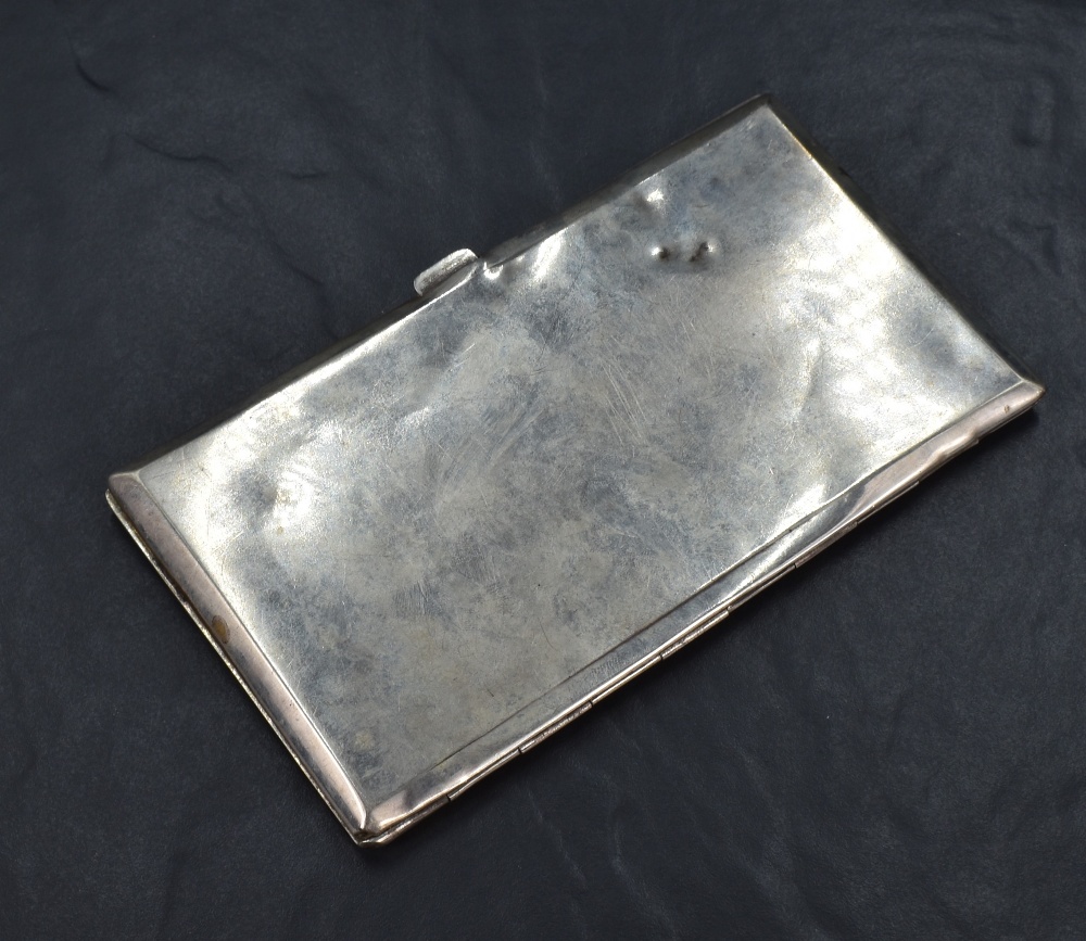 An early 20th century Chinese export 900. grade white metal cigarette case, of rectangular form - Image 2 of 4