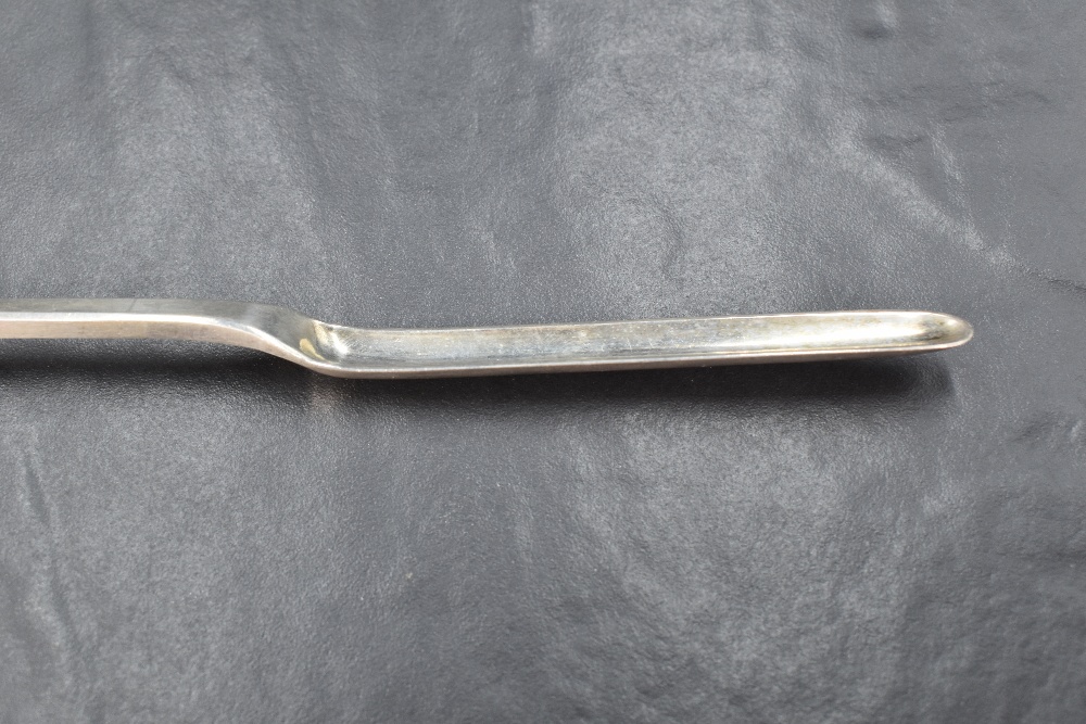 A Victorian silver marrow scoop, of elongated form, with pronounced drops, the broader end with - Image 3 of 7