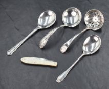 A Victorian silver fruit knife having a mother-of-pearl handle, marks for Sheffield 1869, maker