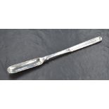 An early Victorian silver marrow scoop, of traditional design with pronounced drop and flared