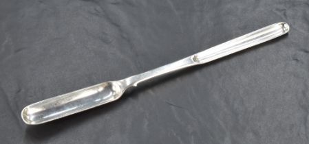 An early Victorian silver marrow scoop, of traditional design with pronounced drop and flared