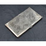 An early 20th century Chinese export 900. grade white metal cigarette case, of rectangular form