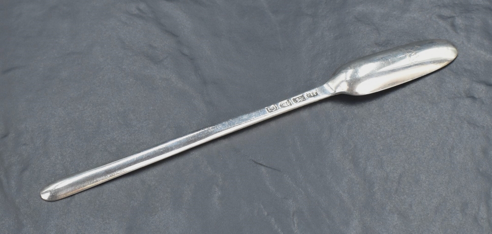 A George III silver marrow scoop, of traditional design with feather edge moulding to the central - Image 2 of 6