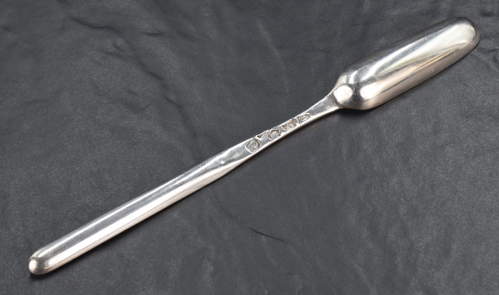 A George II silver marrow scoop, of traditional design with feather edge moulding to the central - Image 2 of 4