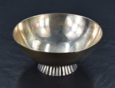 A George VI silver dish, of plain circular form with engraved inscription to the exterior 'Nina