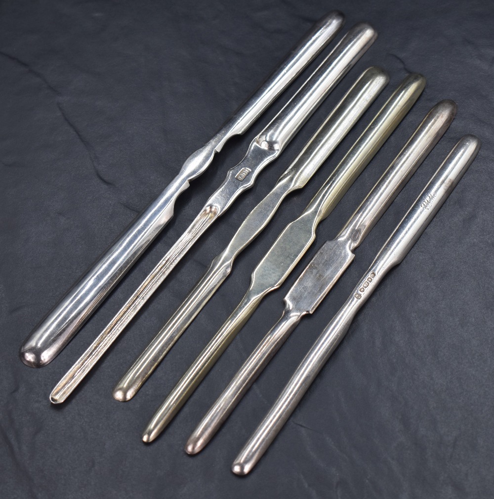 A group of six silver-plated marrow scoops, each of traditional design, including makers Joseph - Image 2 of 3