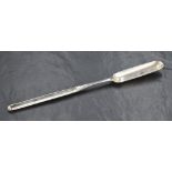 An 18th century Irish silver marrow scoop of traditional form with shallow drop to the broader end