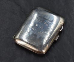 A George V silver cigarette case of rounded rectangular form engraved Great War, W.C., 1914-1918