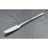 An early Victorian silver marrow scoop, of conventional form with flared shoulders and shallow