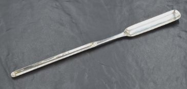 A rare George III provincial silver marrow scoop, of plain but slender conventional form with