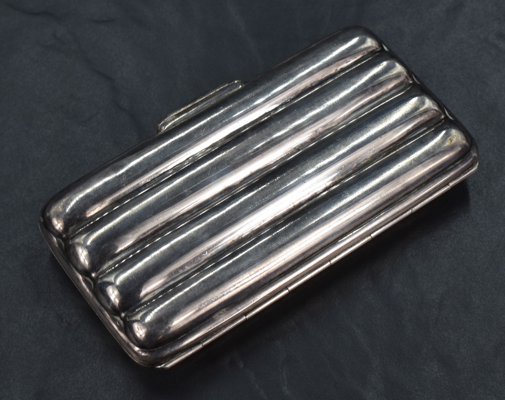 A Victorian silver cigar case, of lobed rectangular form to hold four cigars, having floral scroll - Image 2 of 5