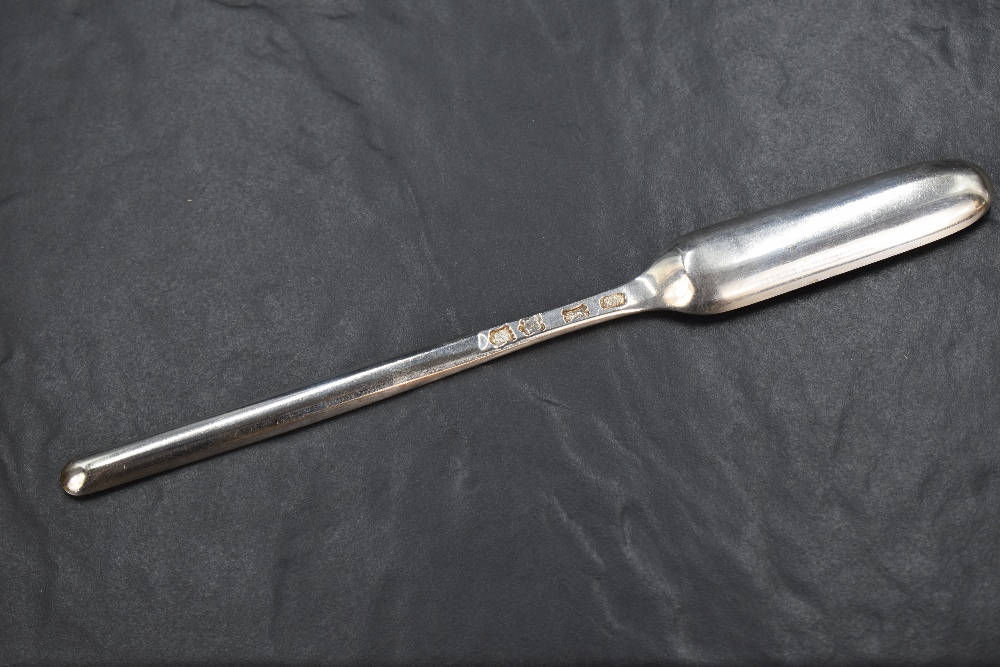 A George II silver marrow scoop, of plain traditional design with shallow drop to broader end, - Image 2 of 4