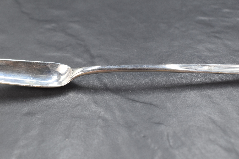 A George III silver marrow scoop, of traditional form with pronounced drop to the broad end the - Image 4 of 4