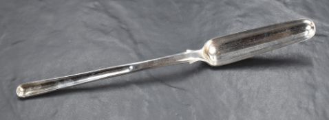 A George III (Regency period) silver marrow scoop, of traditional form with pronounced and angle