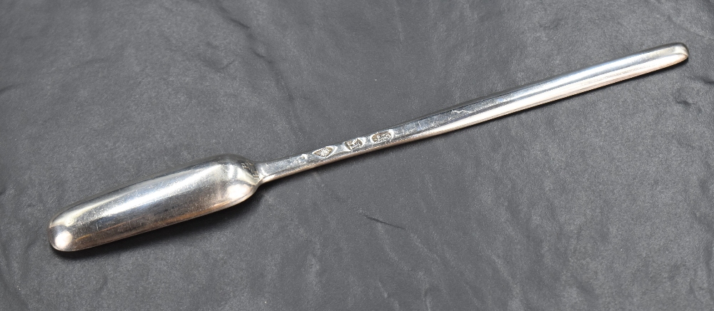 A George I silver marrow scoop, of plain traditional design with pronounced drop to the broader - Image 2 of 5