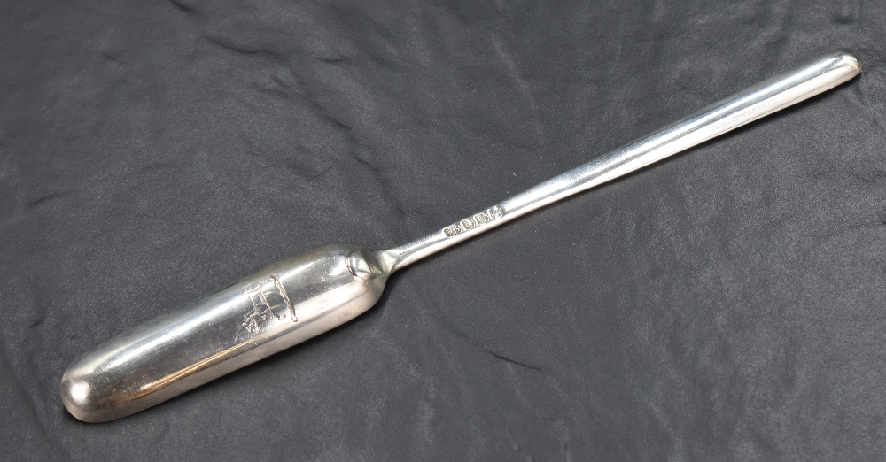 A George III silver marrow scoop, of plain conventional design, with slender central grip and - Image 2 of 5