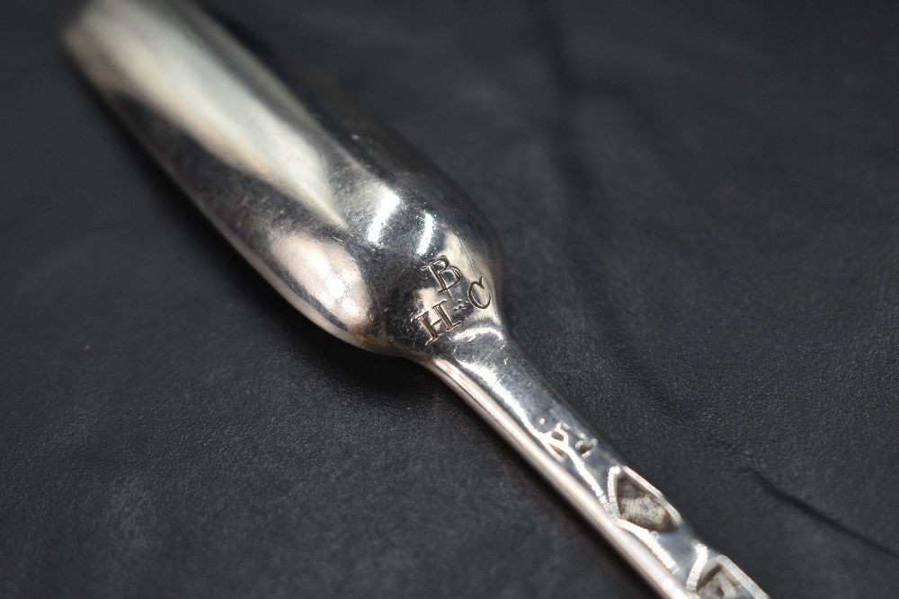 A George I silver marrow scoop, of plain traditional design with pronounced drop to the broader - Image 3 of 5