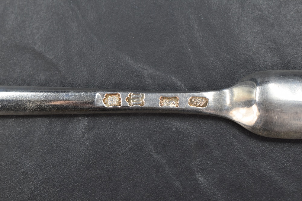 A George II silver marrow scoop, of plain traditional design with shallow drop to broader end, - Image 3 of 4