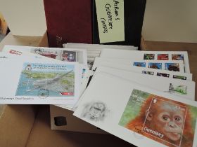 GUERNSEY COLLECTION OF APX 150 FIRST DAY COVERS IN ALBUMS & LOOSE 3 albums full of first day