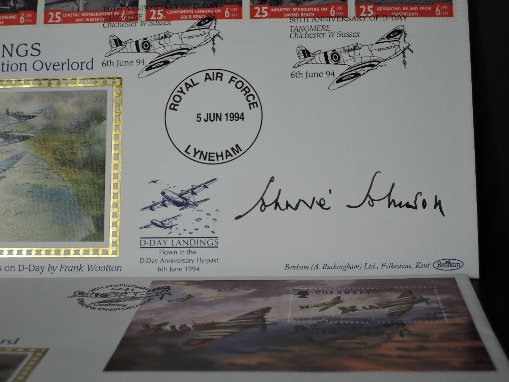 OPERATION OVERLORD 1994 TRIO OF SIGNED FIRST DAY COVERS INCLUDING JOHNNIE JOHNSON Trio of Benham - Image 2 of 4