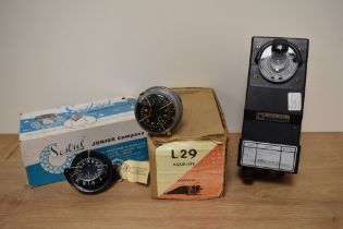 A vintage Sestrel junior compass with box, a L29 Aqualite and a Seafix 2000 Seafarer range.