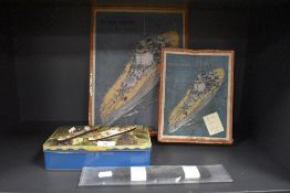Two vintage jigsaws, one of a British battlement and the other or H.M.S Warspite, sold with a bundle