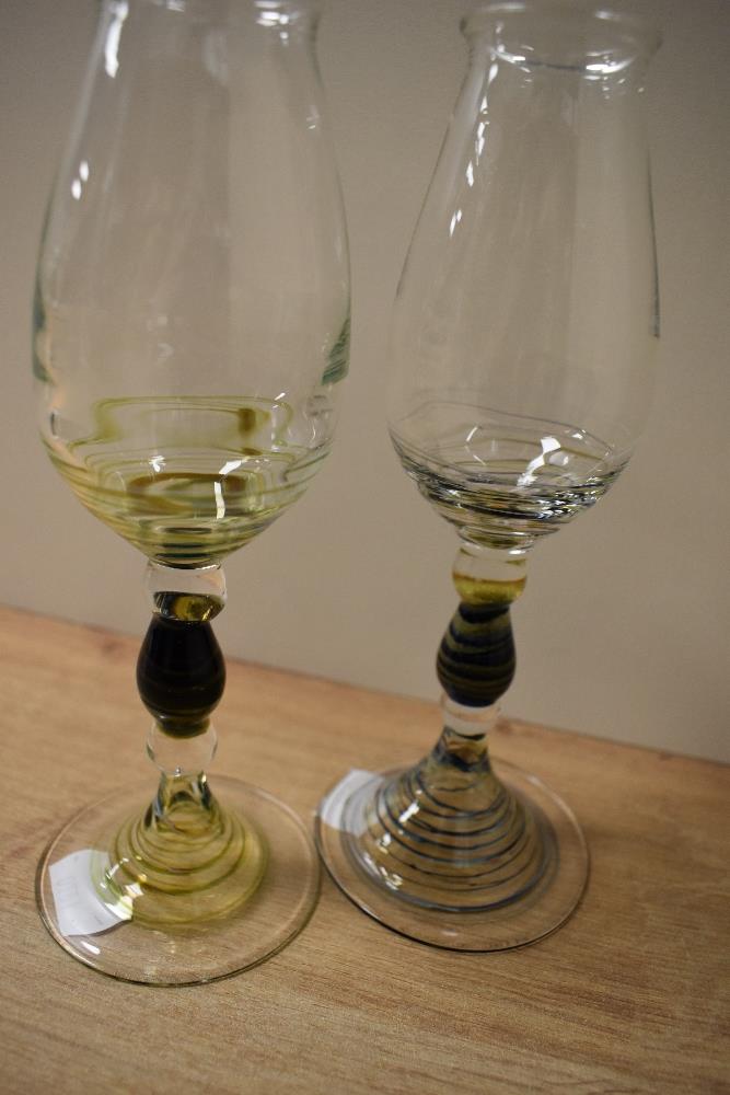 Two 20th Century decorative nosing glasses, having swirl design to the knopped stems and footed - Image 2 of 2