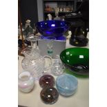 An assorted collection of 20th Century Art Glass, to include two coloured glass fruit bowls, each