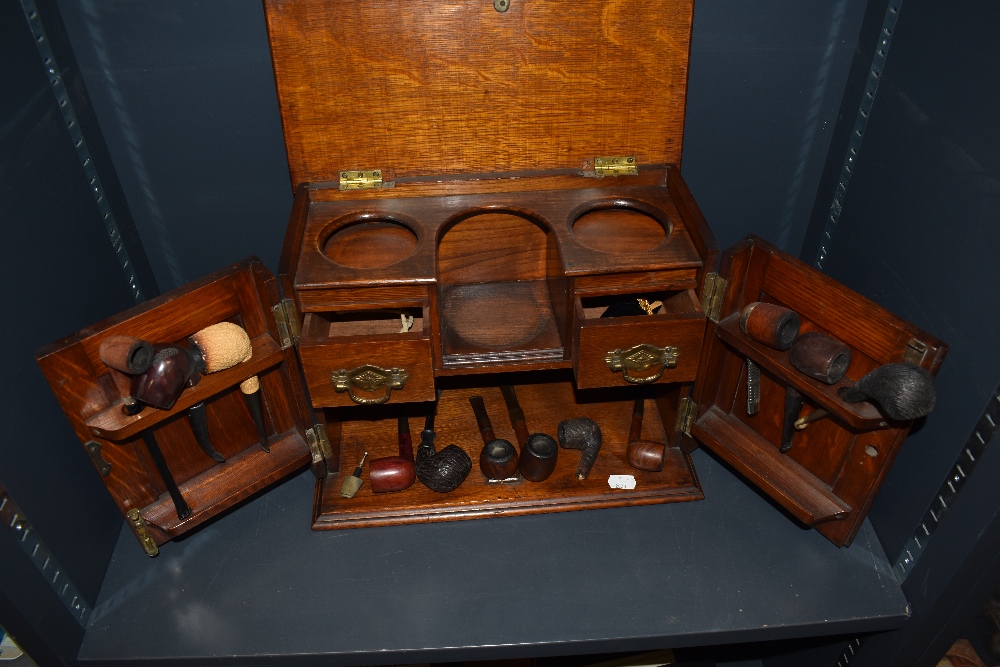 An early 20th century gents smokers cabinet with integrated pip racks, drawers and a selection of - Image 2 of 2