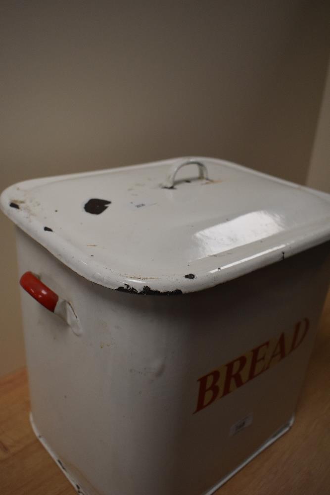 Two mid-20th Century enamelled tin bread bins, each measuring 32cm high - Image 2 of 5