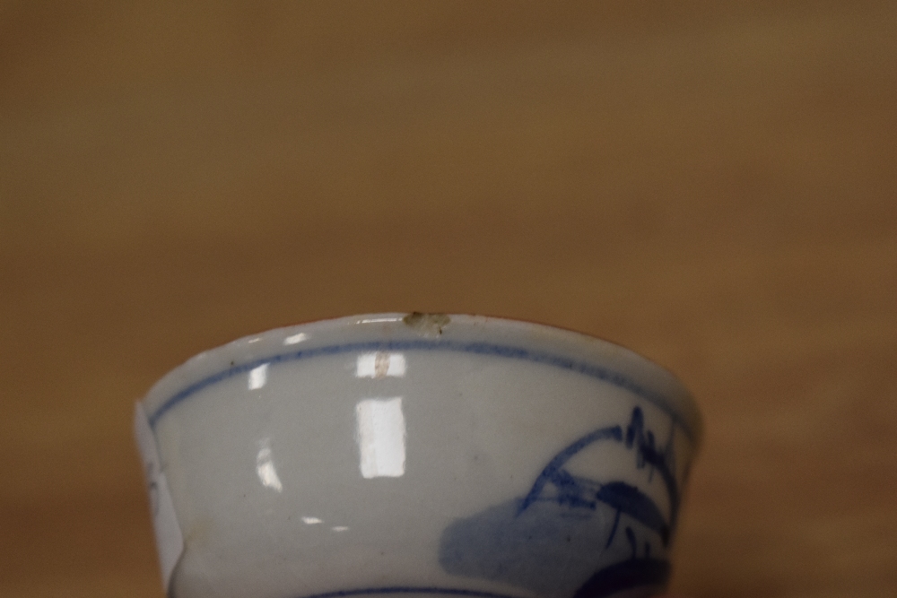 A 19th Century blue and white porcelain miniature jug, measuring 5cm, and a Chinese polychrome - Image 3 of 4