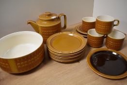 A collection of Hornsea pottery Saffron, including teapot, bowl and cups and saucers.