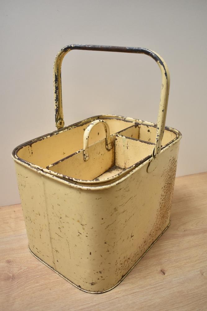 A vintage enamel kitchen tidy with internal tray and carry handle. - Image 2 of 2