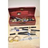 An assorted selection of ladies and gents fashion and other wristwatches, including a Braddon Select