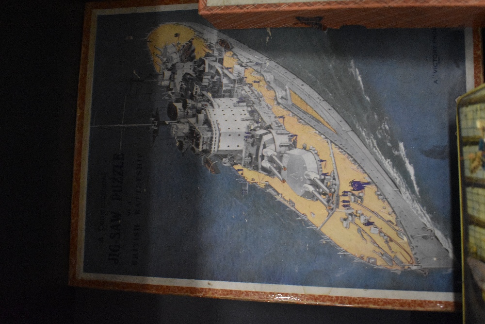 Two vintage jigsaws, one of a British battlement and the other or H.M.S Warspite, sold with a bundle - Image 3 of 3