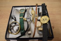 A collection of vintage and modern mens and womens wrist watches, including Oris and Lorus.