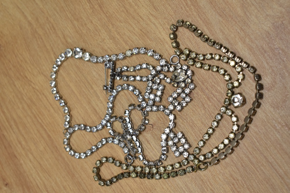 A collection of paste set costume jewellery including necklaces, bracelets and a silver cuff - Image 3 of 4