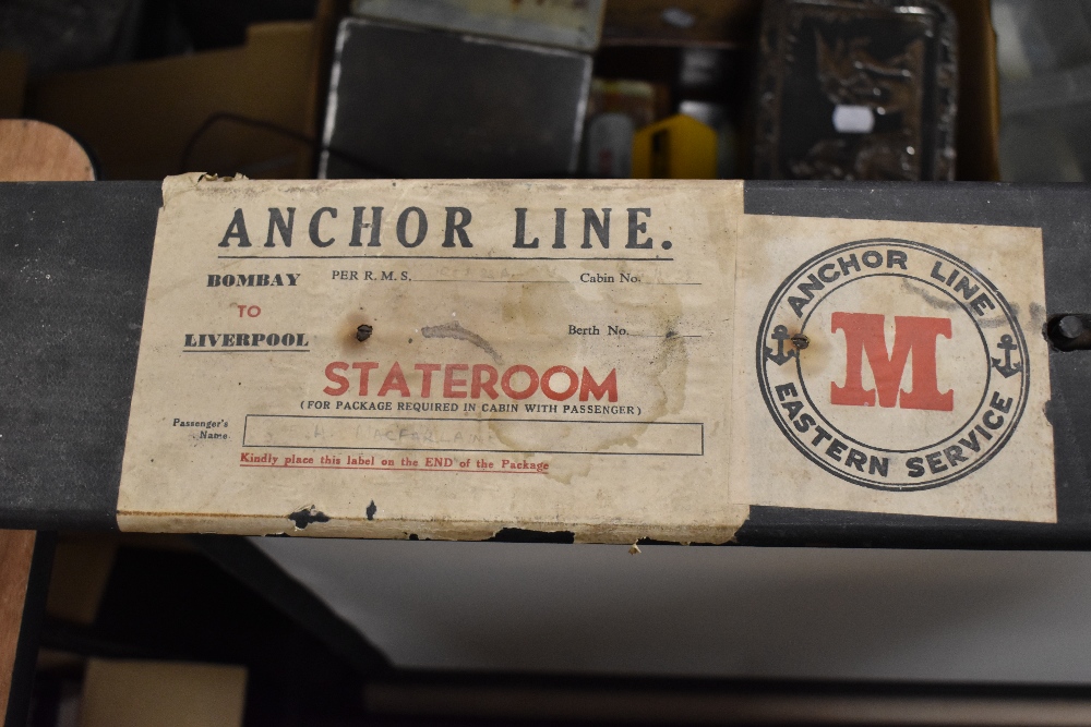 A vintage projector screen, having paper Anchor line, Eastern service, Bombay to Liverpool label. - Bild 2 aus 2