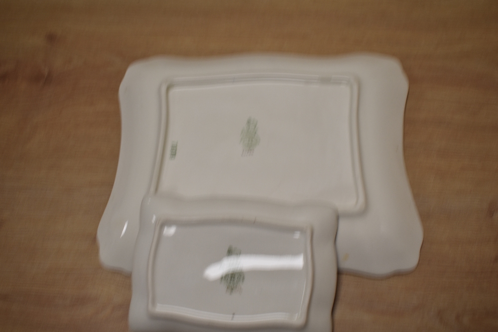 Two Royal Doulton Art Deco period rectangular dishes, in the 'Wild Rose' series pattern, the largest - Image 4 of 4