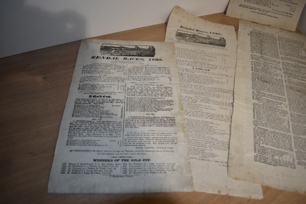 Printed Ephemera. Kendal interest. Kendal Races adverts from 1825-1830. (5) - Bild 2 aus 3