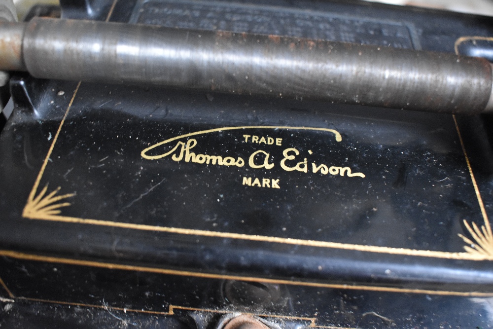 An Edison Type Three Home Phonograph and large selection of cylinders - Image 3 of 6