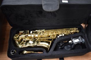 A Sonata alto saxophone with case