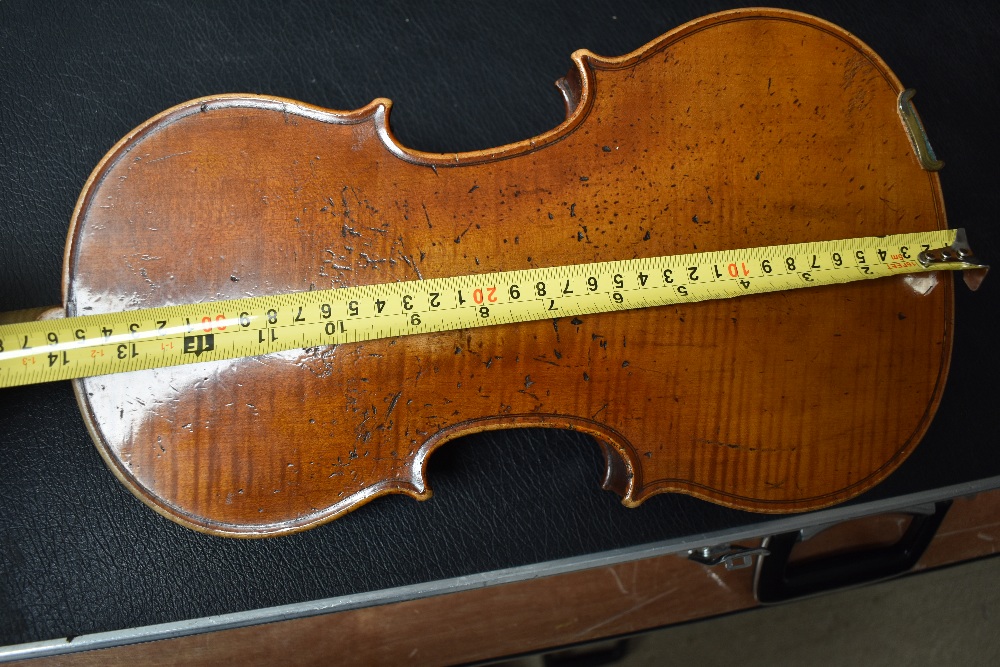 A 19th Century French violin, internally stamped J Barbe Pere, having 14inch one piece back, - Image 11 of 11