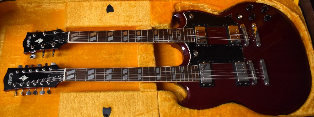 An Arbiter Double neck electric guitar 12/6 , in fitted case (part of the Olly Alcock collection)