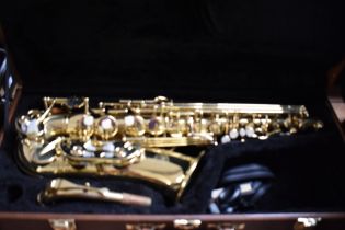 A J Michael (Japanese Technology) alto saxophone with hard case, serial number DE5765Z