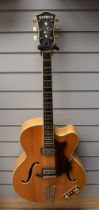 A Hofner President blonde archtop electric guitar, serial number 7811, verified by Christian
