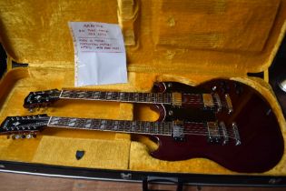 An Arbiter Double neck electric guitar 12/6 , in fitted case (part of the Olly Alcock collection)