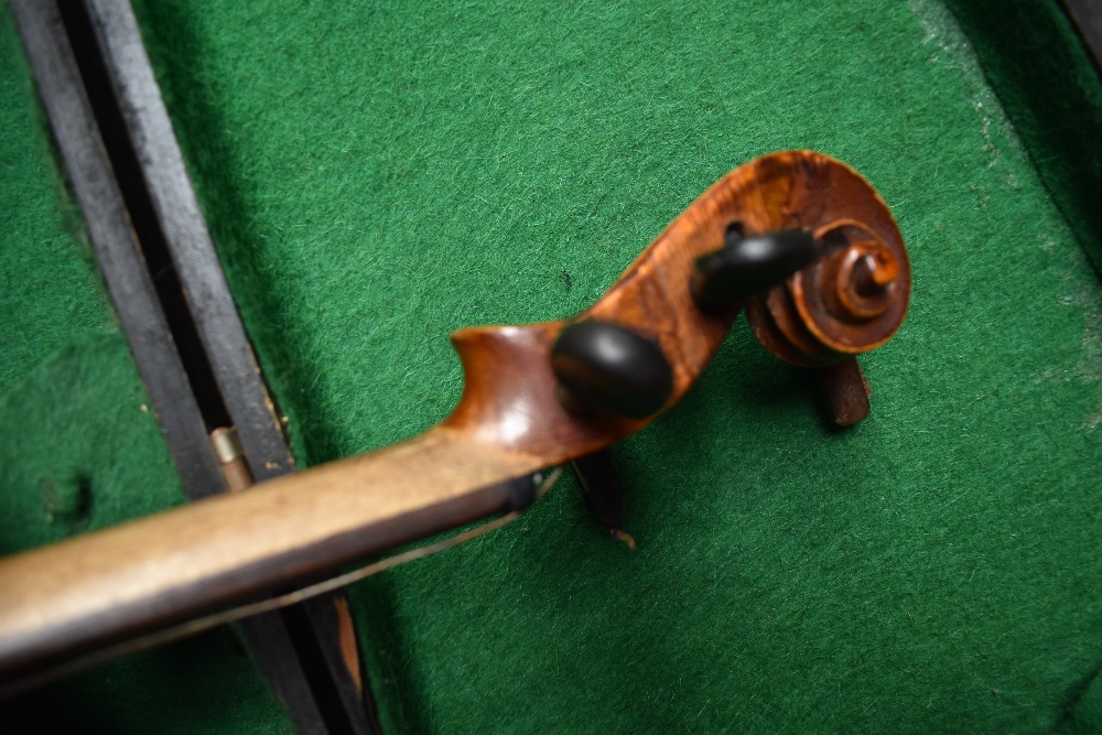 A traditional violin having 13 inch two piece back, with hard case - Image 3 of 4
