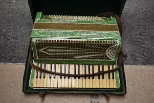 A vintage piano accordion , Settimio Soprani Three, in case